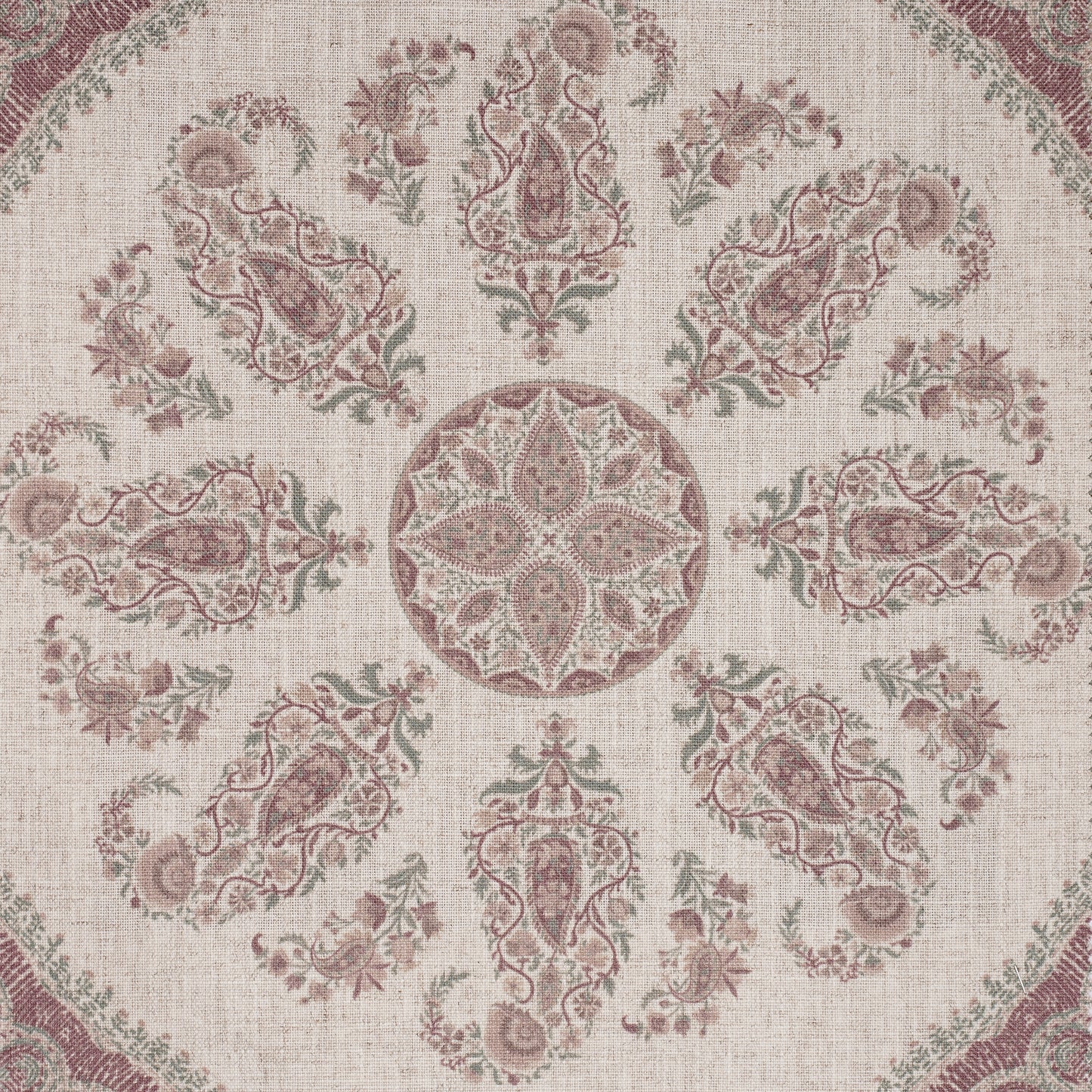 PAISLEY DESIGN PRINTED FABRIC - RED & GREEN