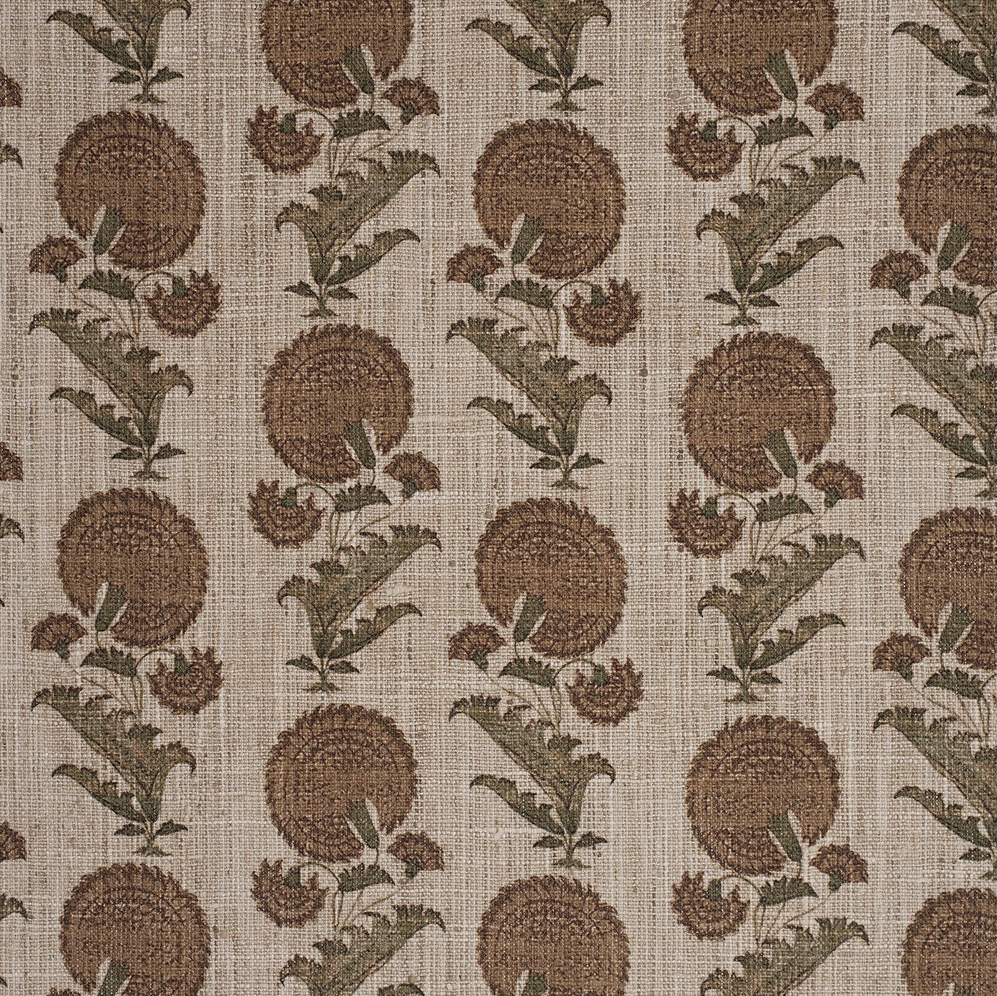 FLOWER MOTIF PRINTED FABRIC - MUSTARD & GREEN
