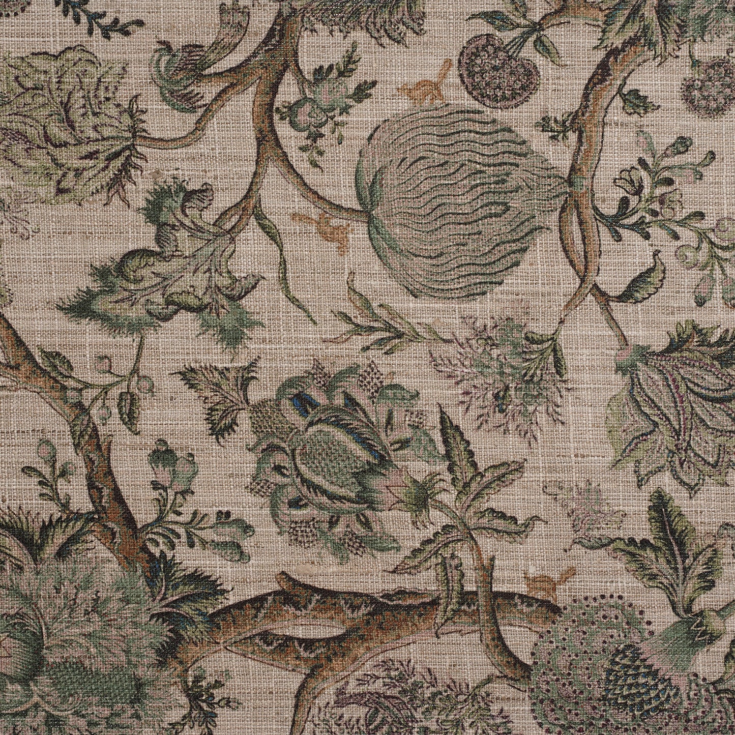 FLOWER DESIGN PRINTED FABRIC - GREEN