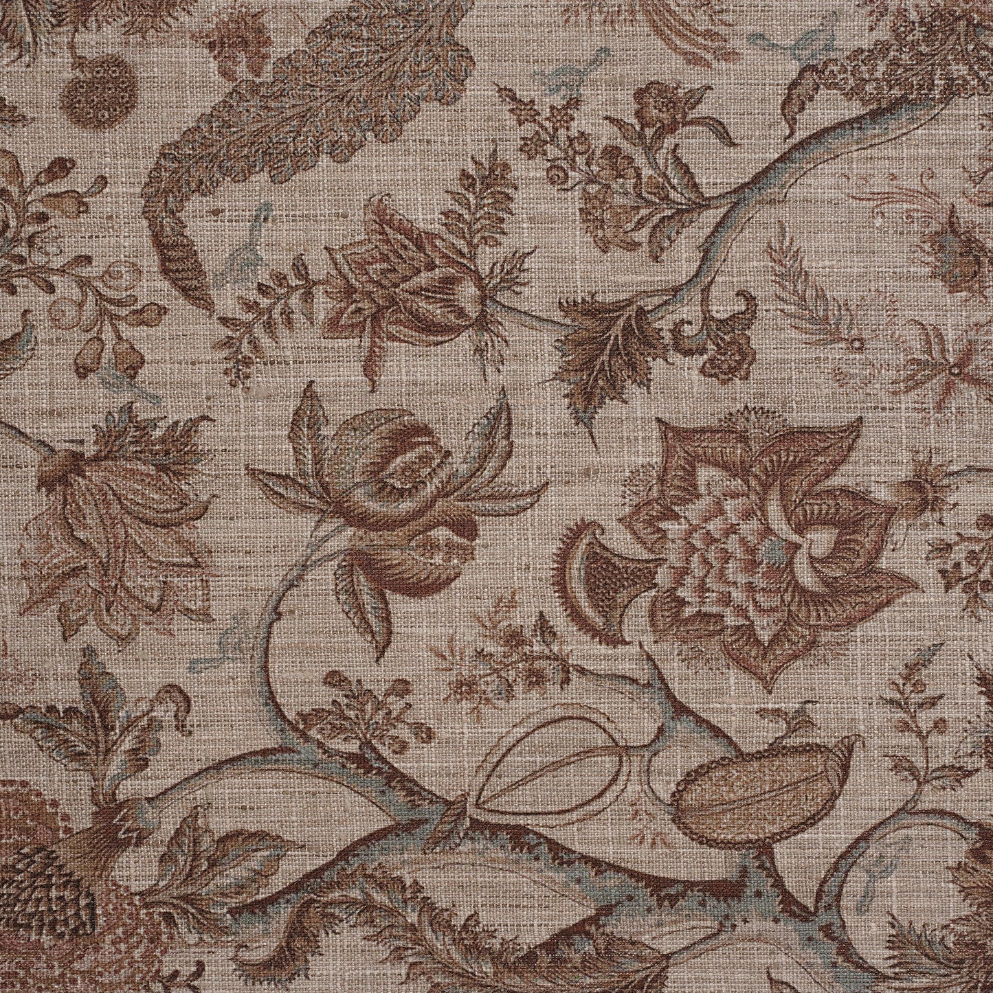 FLOWER DESIGN PRINTED FABRIC - MUSTARD & BLUE