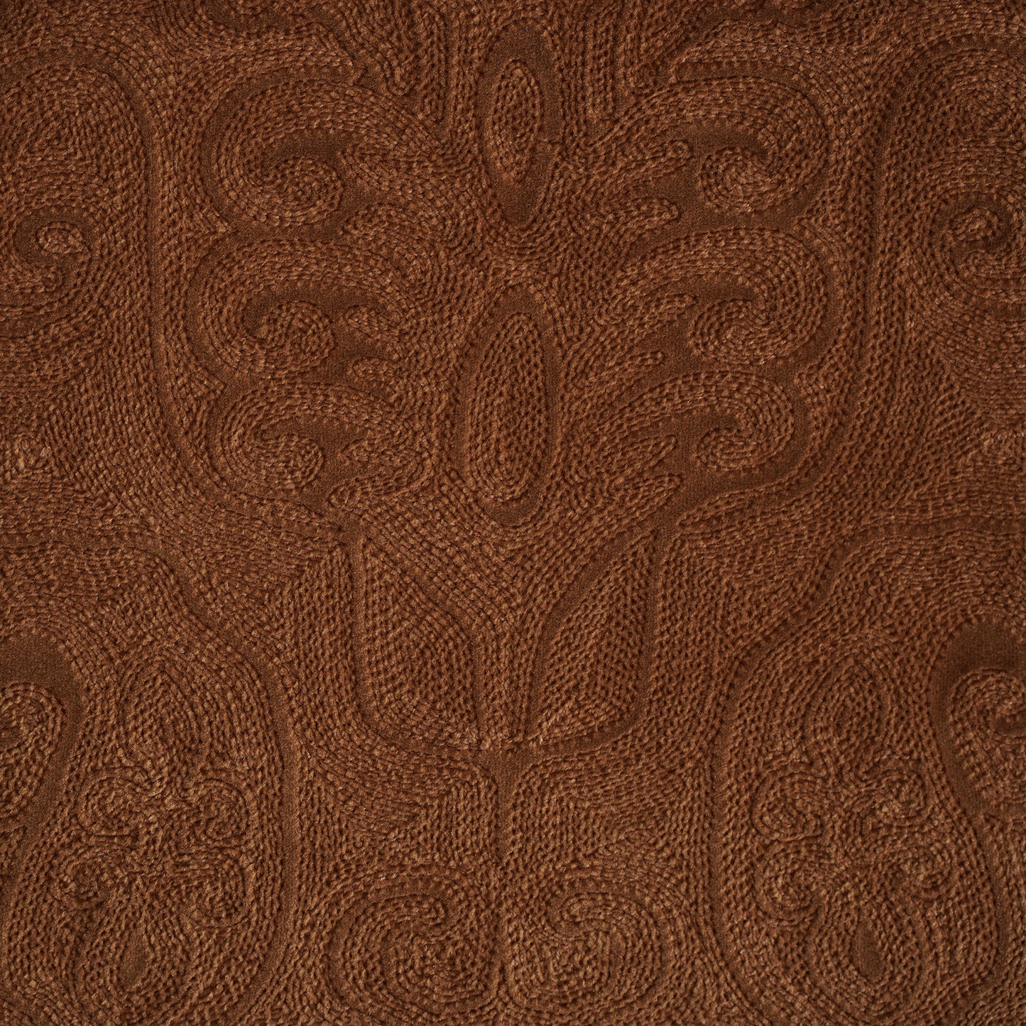 EMBROIDERED VELVET FABRIC - TAN