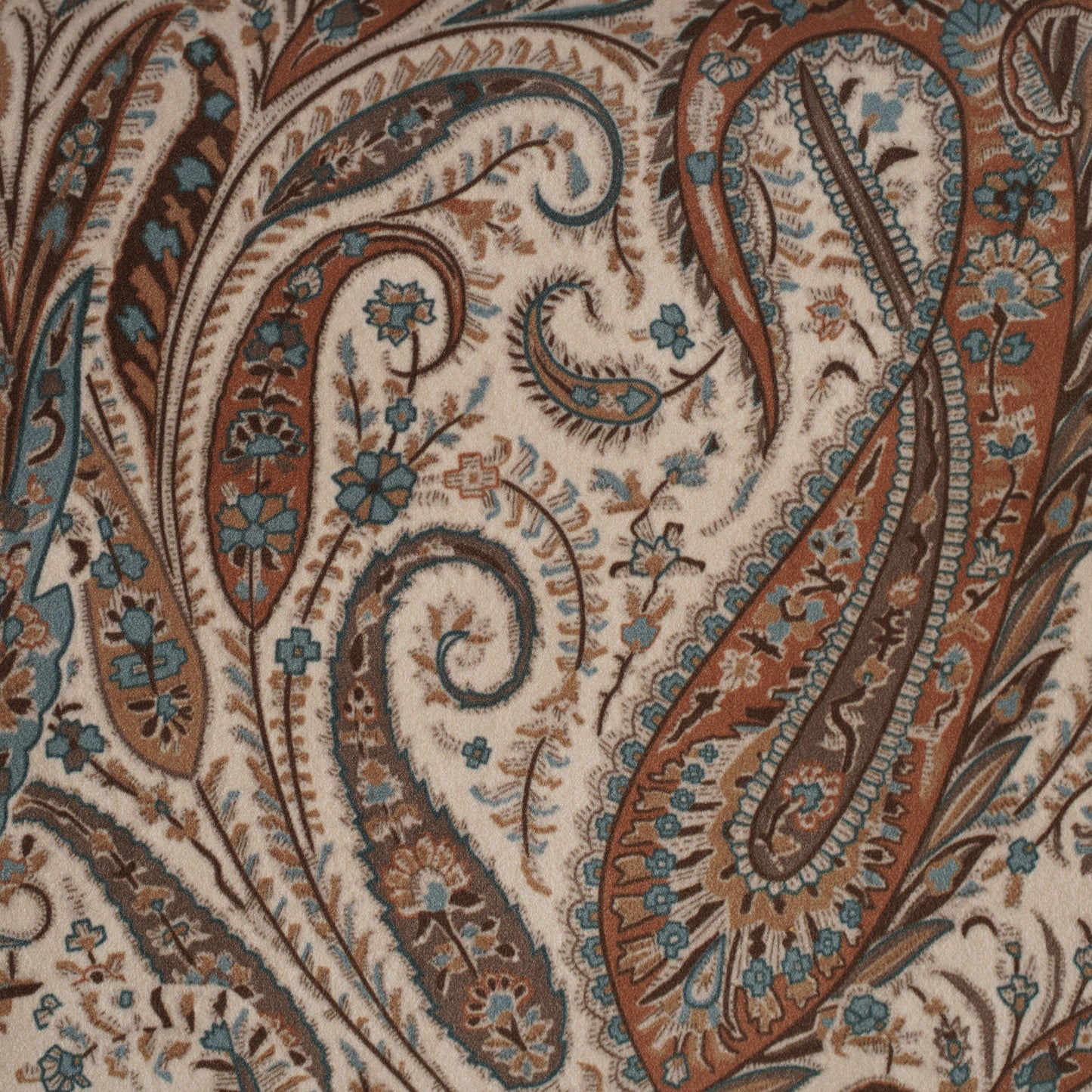 PAISLEY PRINTED VELVET FABRIC - BLUE & MUSTARD