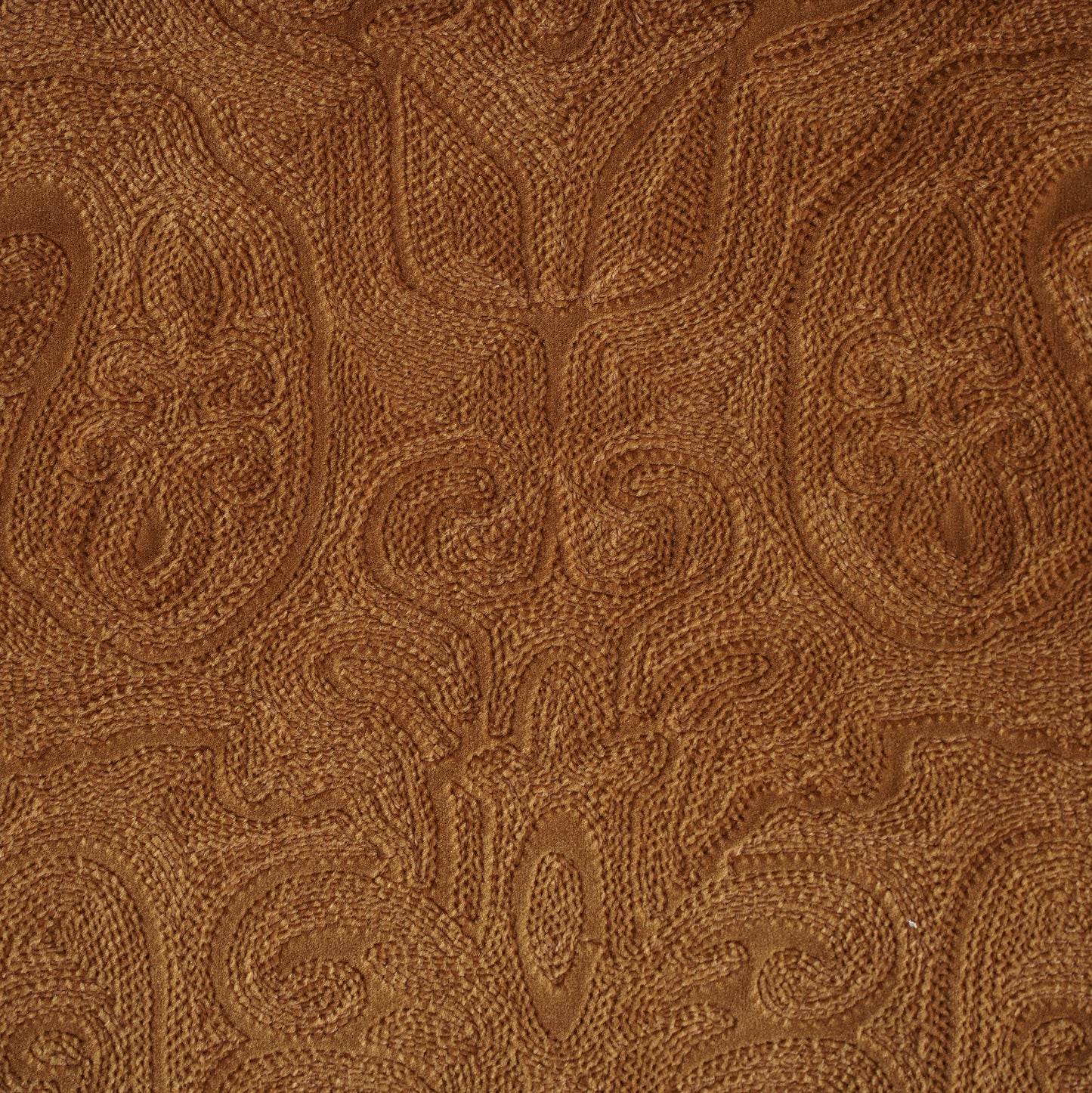 EMBROIDERED VELVET FABRIC - MUSTARD