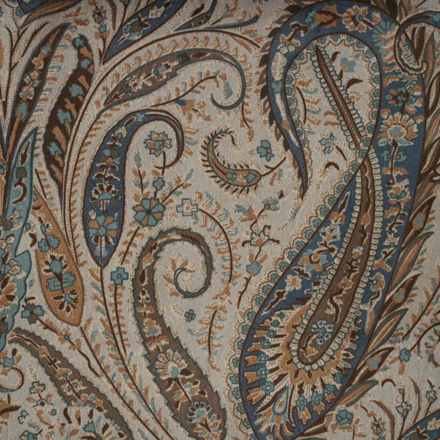 PAISLEY PRINTED VELVET FABRIC - BLUE & GREY