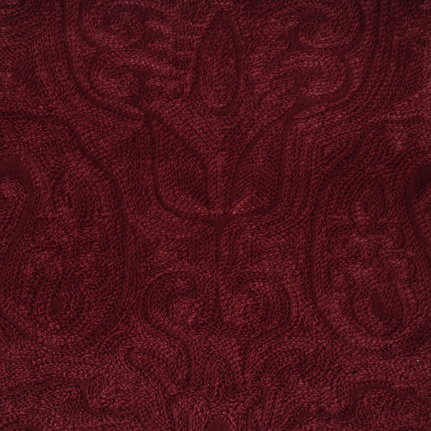 EMBROIDERED VELVET FABRIC - WINE