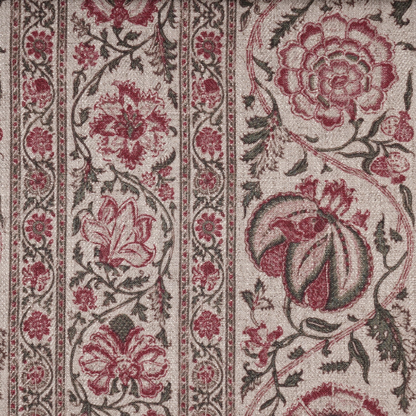 FLOWER PRINTED FABRIC - GREEN & RED