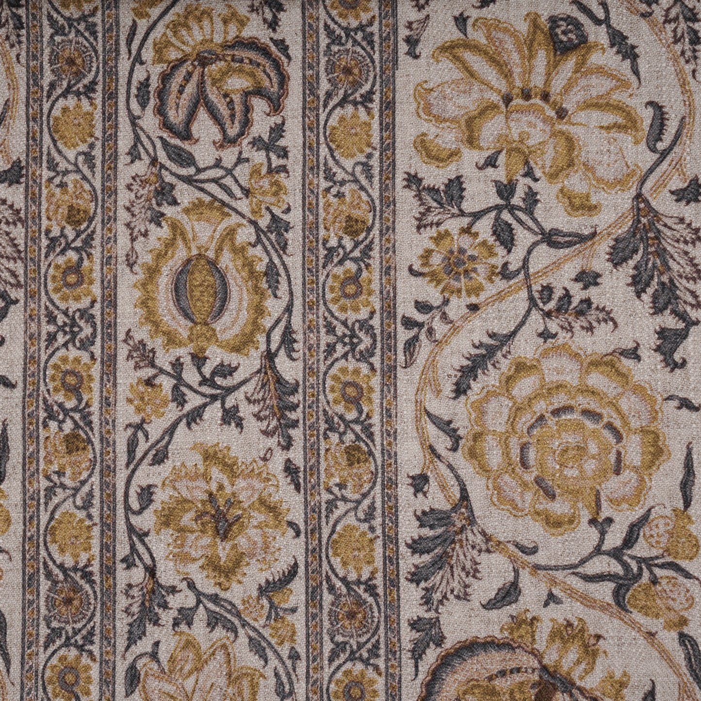 FLOWER PRINTED FABRIC - YELLOW & GREY
